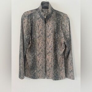 Exclusively Misook Snake Shimmer Metallic Jacket Zip Front Career Office XS